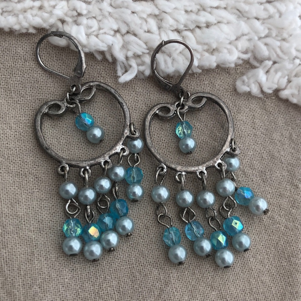 Blue chandelier earrings